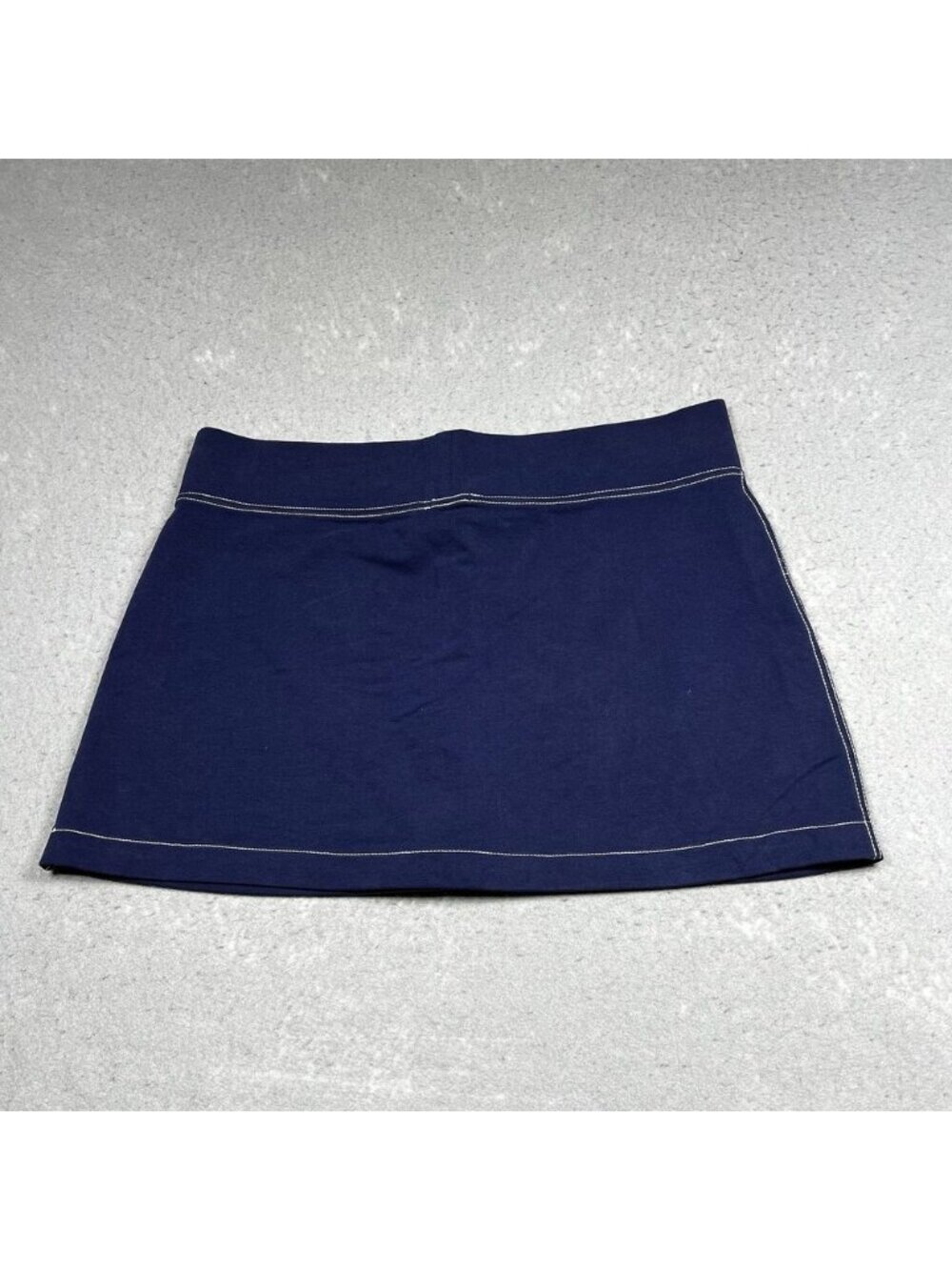 Skirt Women’s Size Large Navy Blue Drawstring A Line Mini Coastal Cotton - Picture 6 of 6